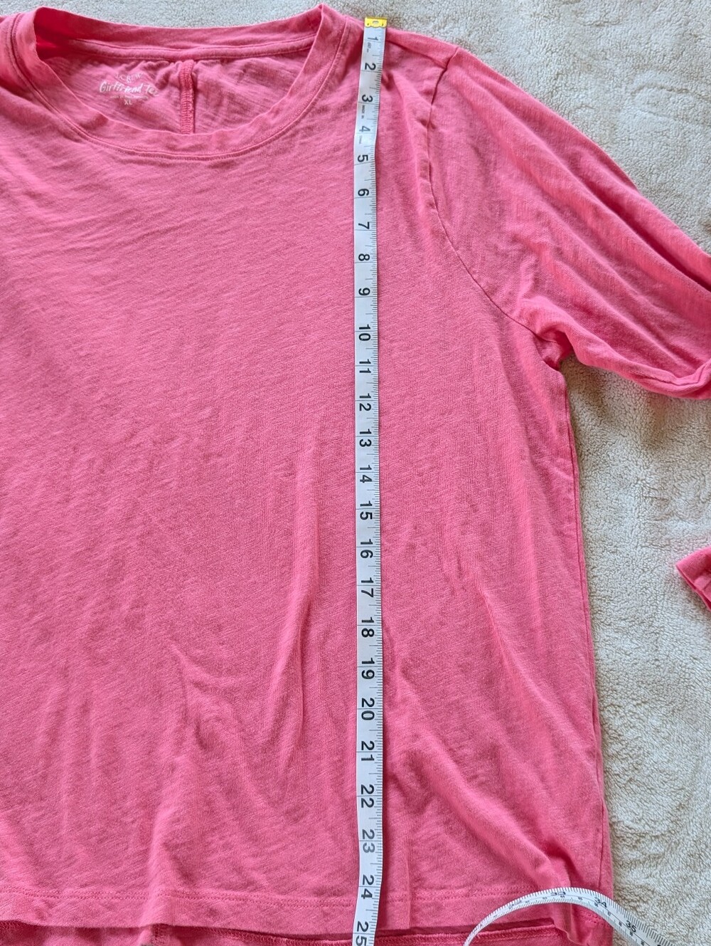 J. Crew Pink Long Sleeve Girlfriend Tshirt Tee 100% Cotton Re-Imagined Women XL - Picture 6 of 8
